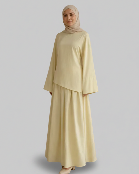 Asymmetric Modest Top & Maxi Skirt Set | Qissaat