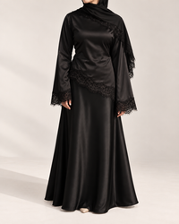 Luna Satin Set – Lace Satin Blouse & Maxi Skirt 11