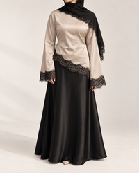 Luna Satin Set – Lace Satin Blouse & Maxi Skirt 5