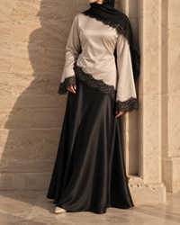 Luna Satin Set – Lace Satin Blouse & Maxi Skirt 6