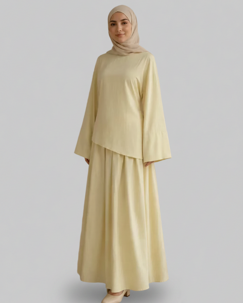 Asymmetric Modest Top & Maxi Skirt Set | Qissaat