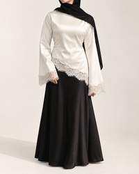 Luna Satin Set – Lace Satin Blouse & Maxi Skirt 7