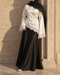 Luna Satin Set – Lace Satin Blouse & Maxi Skirt 8