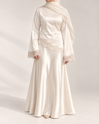 Luna Satin Set – Lace Satin Blouse & Maxi Skirt 12