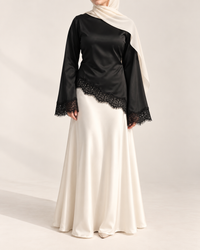 Luna Satin Set – Lace Satin Blouse & Maxi Skirt 3