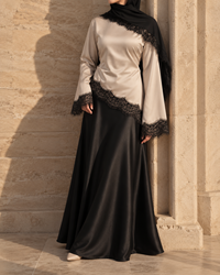 Asymmetric Lace Satin Blouse 11