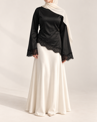 Asymmetric Lace Satin Blouse 9