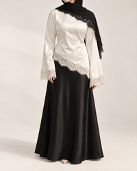 Asymmetric Lace Satin Blouse 6