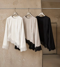 Asymmetric Lace Satin Blouse 4