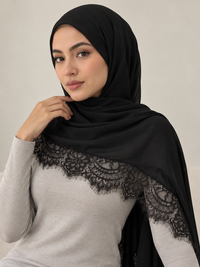 Lace Trim Modal Hijab | Floral Lace Edge 2