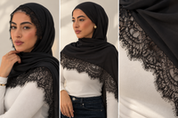 Lace Trim Modal Hijab | Floral Lace Edge 10