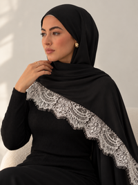Lace Trim Modal Hijab | Floral Lace Edge 11