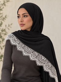 Lace Trim Modal Hijab | Floral Lace Edge 12