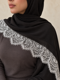 Lace Trim Modal Hijab | Floral Lace Edge 13