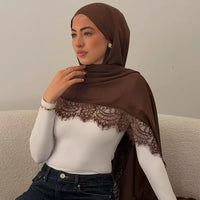 Lace Trim Modal Hijab | Floral Lace Edge 14