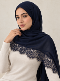 Lace Trim Modal Hijab | Floral Lace Edge 16