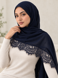 Lace Trim Modal Hijab | Floral Lace Edge 17