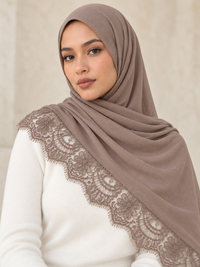 Lace Trim Modal Hijab | Floral Lace Edge 18