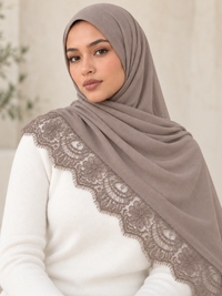 Lace Trim Modal Hijab | Floral Lace Edge 19