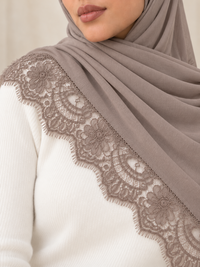 Lace Trim Modal Hijab | Floral Lace Edge 20