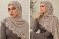 Lace Trim Modal Hijab | Floral Lace Edge 22
