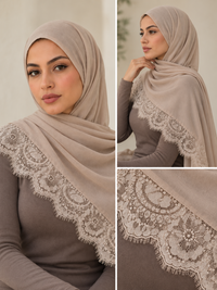 Lace Trim Modal Hijab | Floral Lace Edge 23