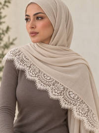 Lace Trim Modal Hijab | Floral Lace Edge 24