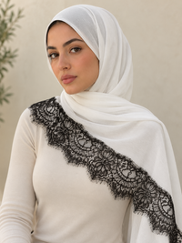 Lace Trim Modal Hijab | Floral Lace Edge 3