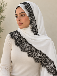 Lace Trim Modal Hijab | Floral Lace Edge 4