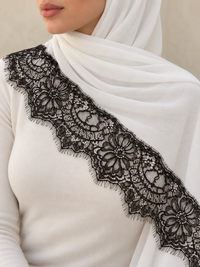 Lace Trim Modal Hijab | Floral Lace Edge 5