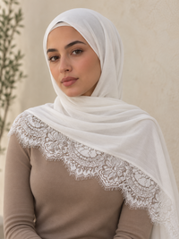 Lace Trim Modal Hijab | Floral Lace Edge 6