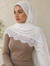 Lace Trim Modal Hijab | Floral Lace Edge 7