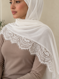 Lace Trim Modal Hijab | Floral Lace Edge 8