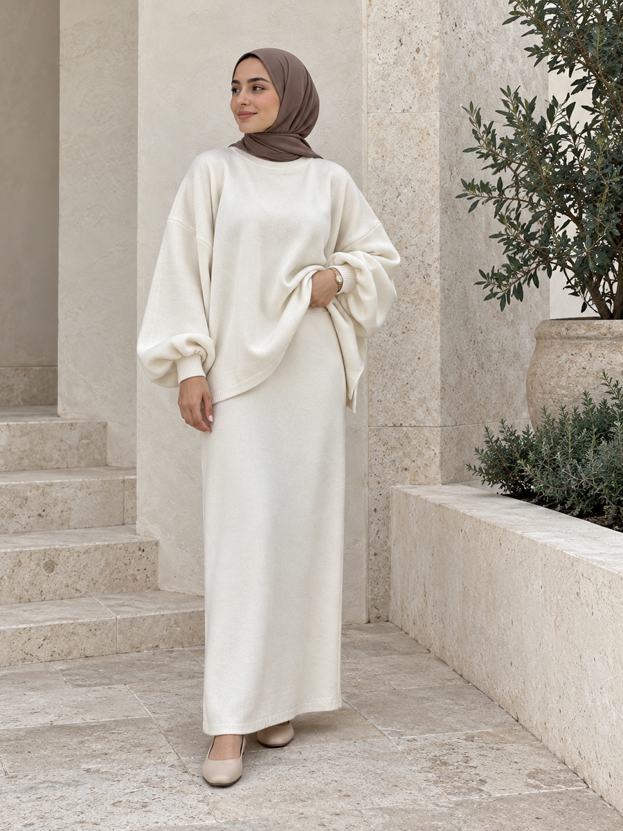 Winter Knit Co-ord Set | Oversized Sweater & Maxi Skirt