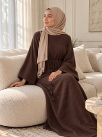 Ribbed Belted Modest Maxi Dress | Qissaat 6