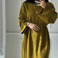 Ribbed Belted Modest Maxi Dress | Qissaat 9