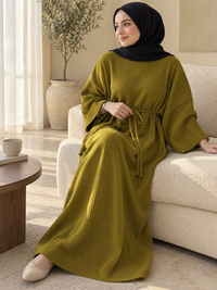 Ribbed Belted Modest Maxi Dress | Qissaat 14