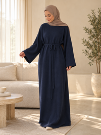 Ribbed Belted Modest Maxi Dress | Qissaat 15