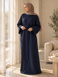 Ribbed Belted Modest Maxi Dress | Qissaat 18