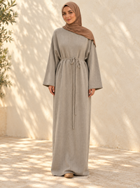 Ribbed Belted Modest Maxi Dress | Qissaat 19