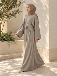 Ribbed Belted Modest Maxi Dress | Qissaat 21