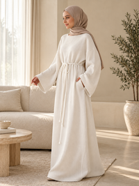 Ribbed Belted Modest Maxi Dress | Qissaat 22